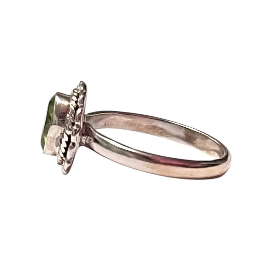 Artisan Sterling Silver Peridot Ring Size 6